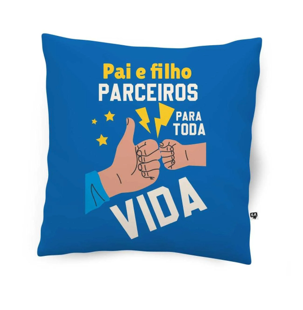 Almofada Azul Dia Dos Pais -  Pai E Filho Parceiros Para Toda Vida 