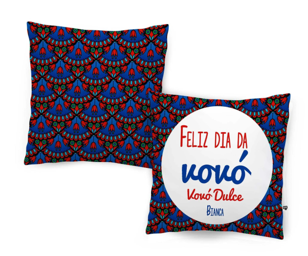 Almofada - Feliz Dia Da Vovó - Azul e Vermelho 