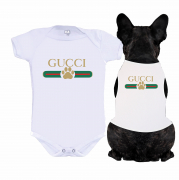 Body Bebê + Body para Cachorro Gucci 