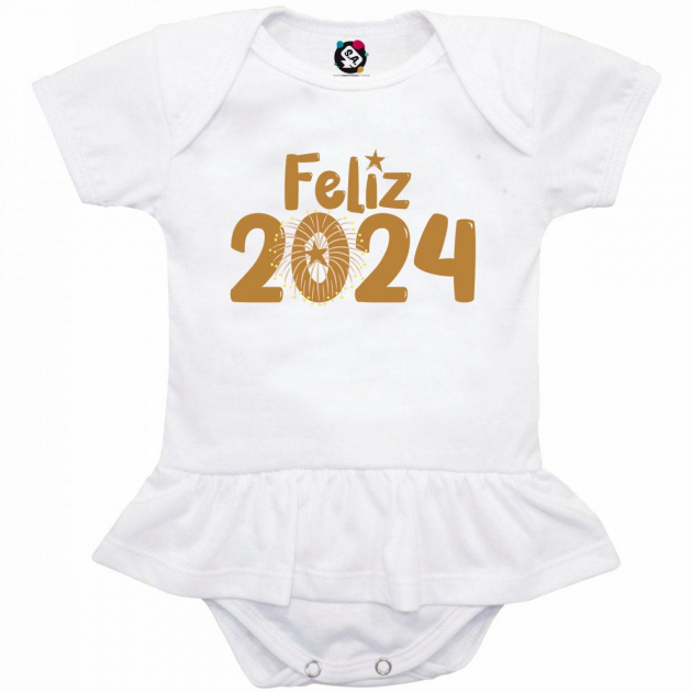Body Bebê Com Sainha Ano Novo Feliz 2024 