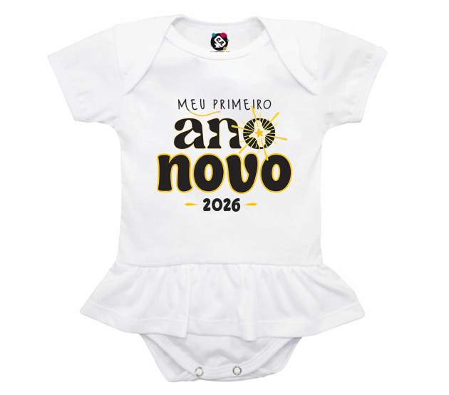 Body Bebê Com Sainha Primeiro Ano Novo 2026