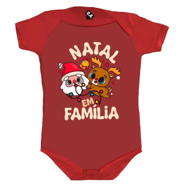 Body Bebê Estampado Natal Em Família 