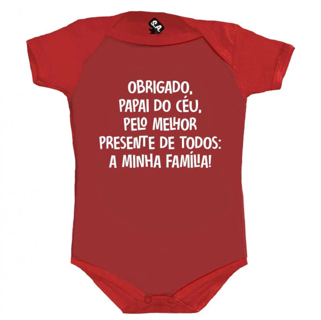 Body Bebê Estampado Obrigado Papai Do Céu Pelo Melhor Presente De Todos A Minha Família 