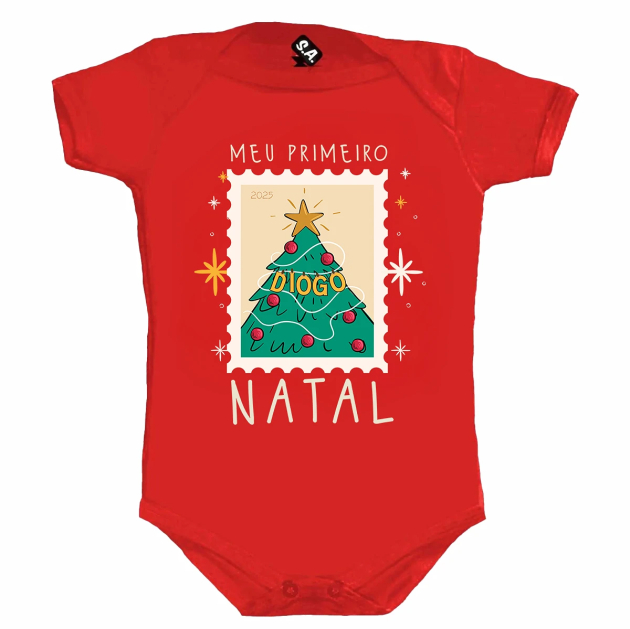 Body Bebê  Temático De Natal -  Meu Primeiro Natal Personalizado Com Nome