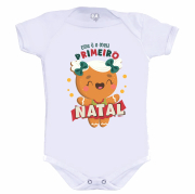 Body Branco Estampado Primeiro Natal Menina 