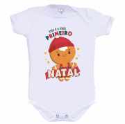 Body Branco Estampado Primeiro Natal Menino