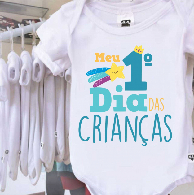 Body Branco Infantil Bebê Meu Primeiro Dia Das Crianças 