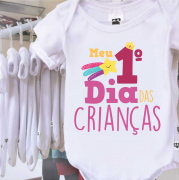 Body Branco Infantil Bebê Meu Primeiro Dia Das Crianças 