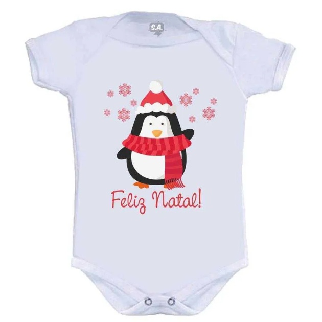 Body Ou Camisetinha Feliz Natal Pinguim