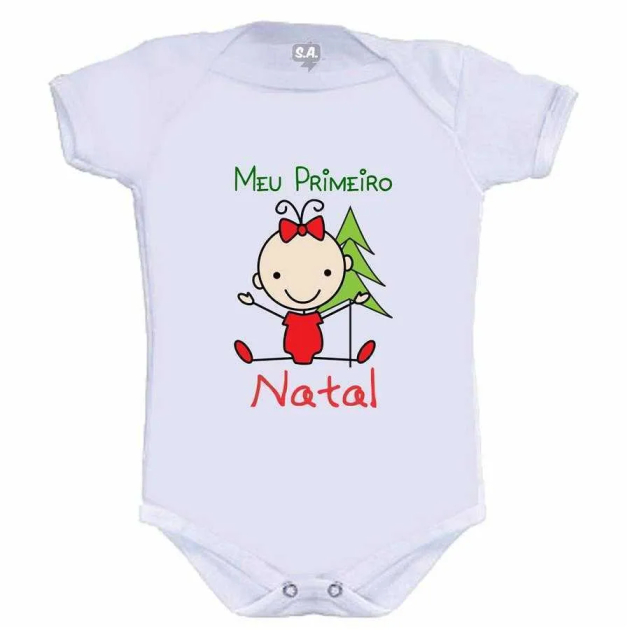 Body Ou Camisetinha Meu Primeiro Natal Menina