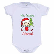 Body Ou Camisetinha Meu Primeiro Natal Menino