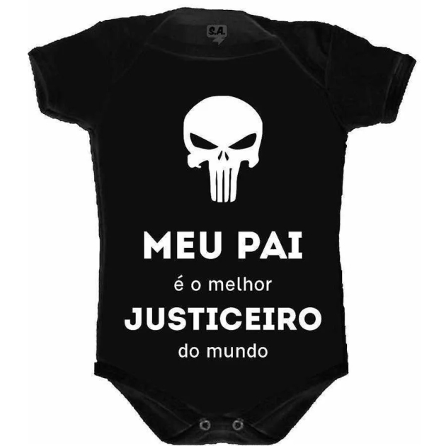 Body Divertido Preto Justiceiro