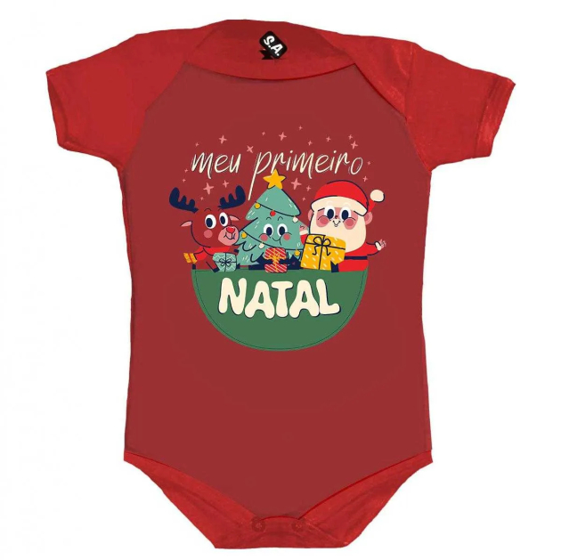 Body Estampado Bebê Meu Primeiro Natal 