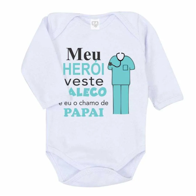 Body Manga Longa Meu Herói Veste Jaleco