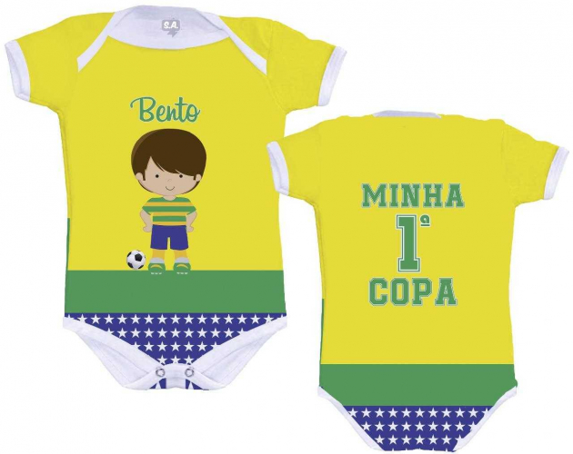 Body Minha Primeira  Copa Menino Bola