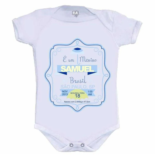 Body Personalizado Informações Nascimento Menino