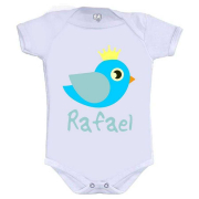 Body Personalizado Pássaro Coroa Menino