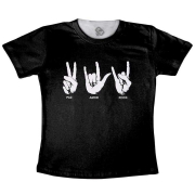 Camiseta Adulta Paz Amor e Rock