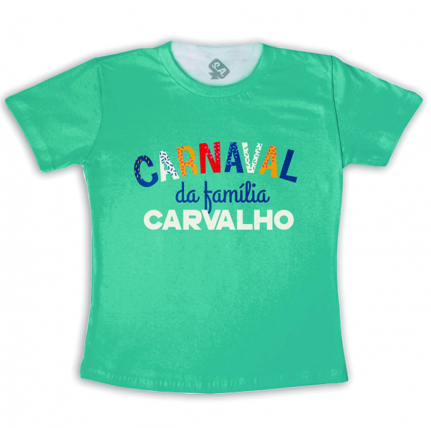 Camiseta Adulto Carnaval Em Família Com Nome Verde