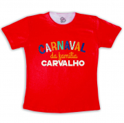 Camiseta Adulto Carnaval Em Família Com Nome Vermelha