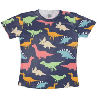 Camiseta Adulto Dinossauro Coloridos