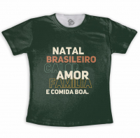 Camiseta Adulto Estampa Total Natal Brasileiro Verde