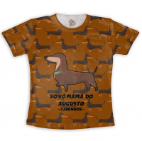Camiseta Adulto Estampa Total Personalizada Cachorro Linguiça 