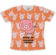 Camiseta Adulto Estampa Total Personalizada Porco e Porquinhos 