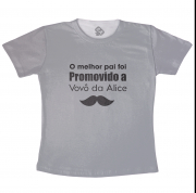 Camiseta Dia dos pais - Promovido a vovô com Nome cinza