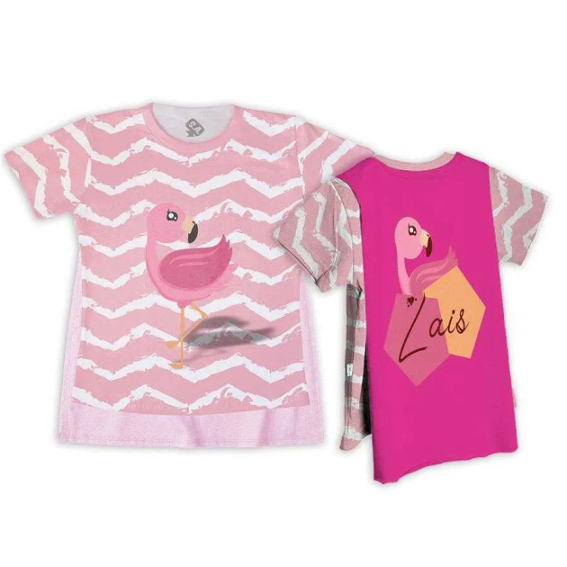 Camiseta Flamingo Com Capa