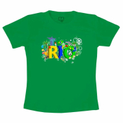 Camiseta Infantil 100% Algodão Verde Estampa Rio De Janeiro 