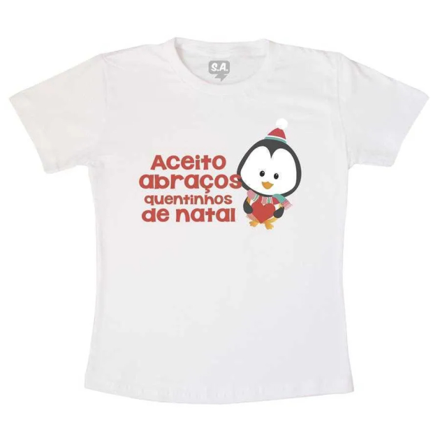 Camisetinha Abraços Quentinhos Pinguim