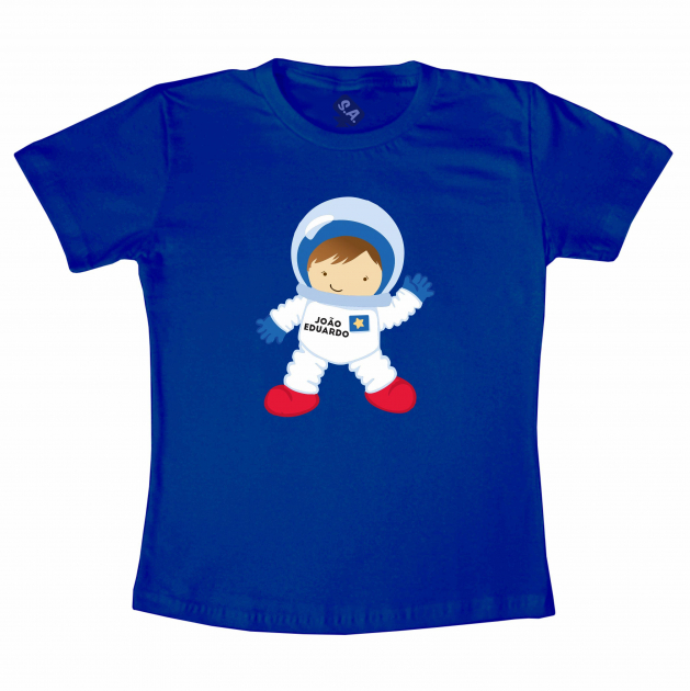 Camiseta Infantil Astronauta Com Nome 