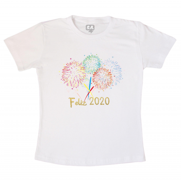 Camiseta Infantil  Feliz 2020 Fogos 