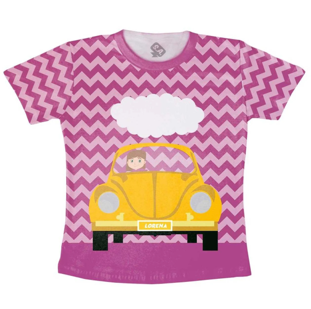 Camiseta Infantil Fusca Amarelo feminina