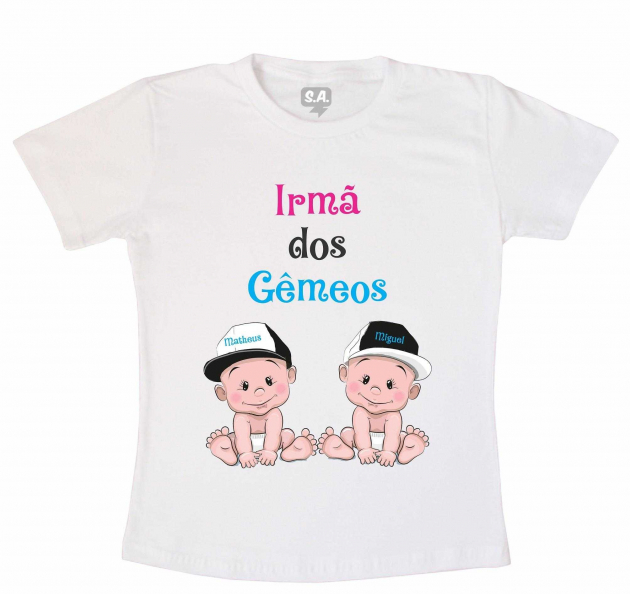 Camiseta Infantil  Irmã De Gêmeos 
