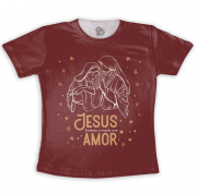 Camiseta Infantil Jesus Iluminou O Mundo Com Seu Amor 
