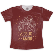 Camiseta Infantil Jesus Iluminou O Mundo Com Seu Amor 