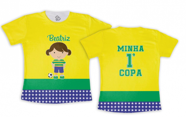 Camiseta Infantil Minha primeira Copa Do Mundo Personalize com nome 
