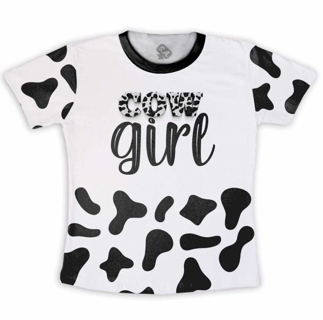 Camiseta Infantil Personalizada Frente e Verso Cow Girl