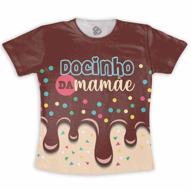 Camiseta Infantil Personalizada Frente e Verso Docinho Da Mamãe 