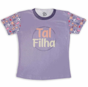 Camiseta Infantil Poliéster Estampa Total Natal Tal Filha 