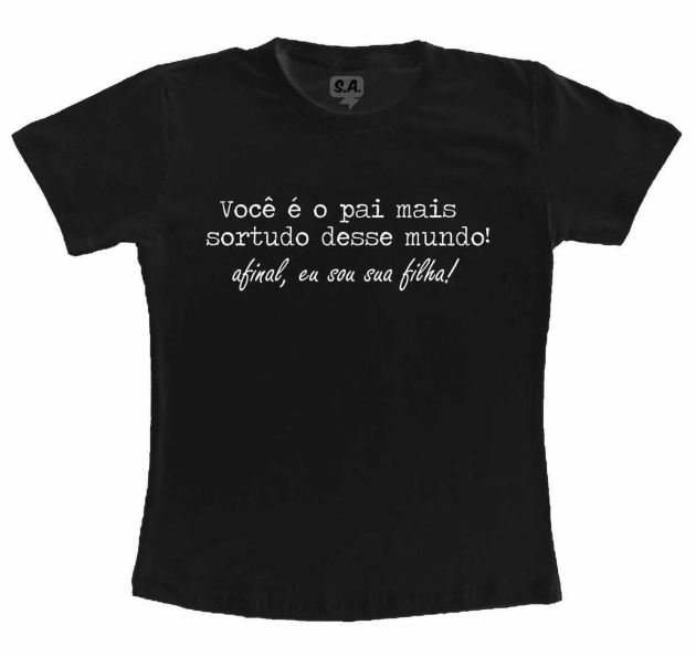 Camiseta Infantil Preta - Pai Mais Sortudo 