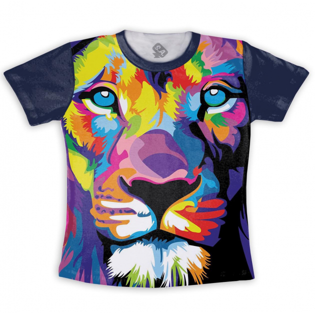 Camiseta  Leão Colorido 
