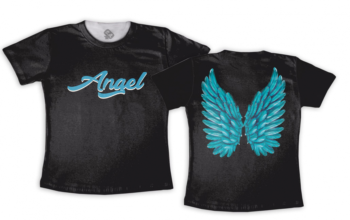 Camiseta Personalizada Frente e Verso Angel na Camiseteria S.A.