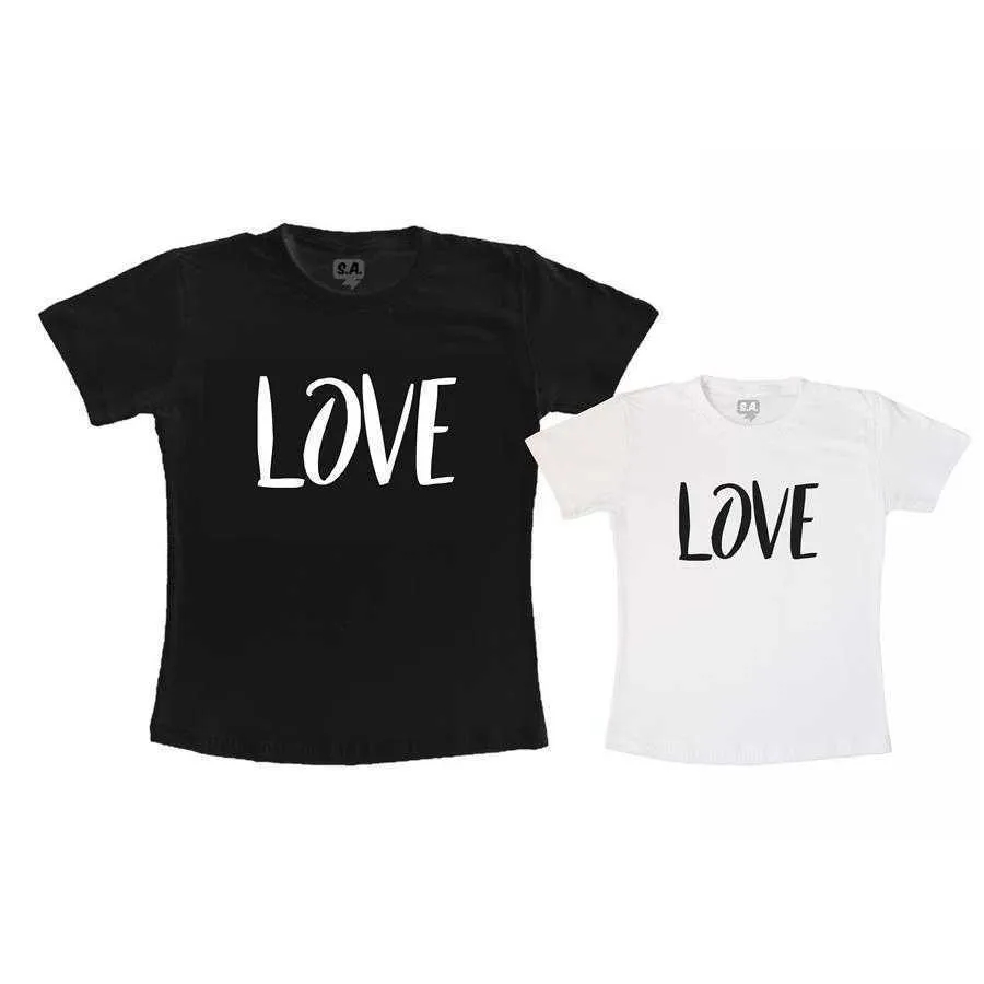 Camiseta Preta 100% Algodão E Camiseta branca 100% Poliéster Love