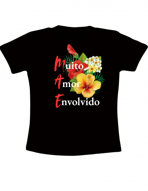 Camiseta Preta Mãe Muito Amor Envolvido 