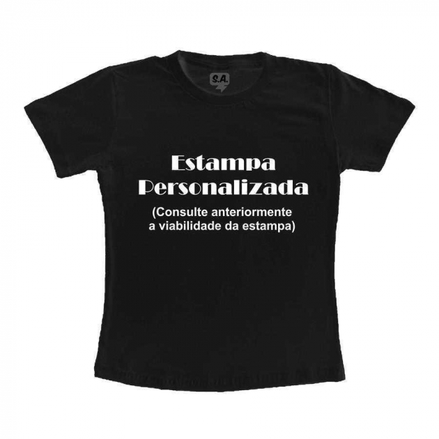 Camiseta Preta Personalizada Infantil - ESTAMPA DIGITAL