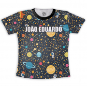 Camiseta Sublimação Total Galáxia Com Nome