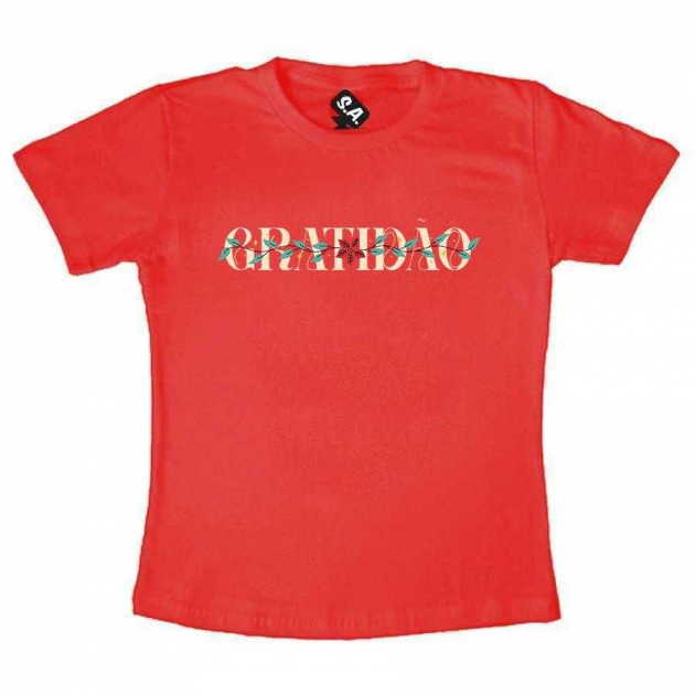 Camiseta Vermelha Estampada Natalina Gratidão 